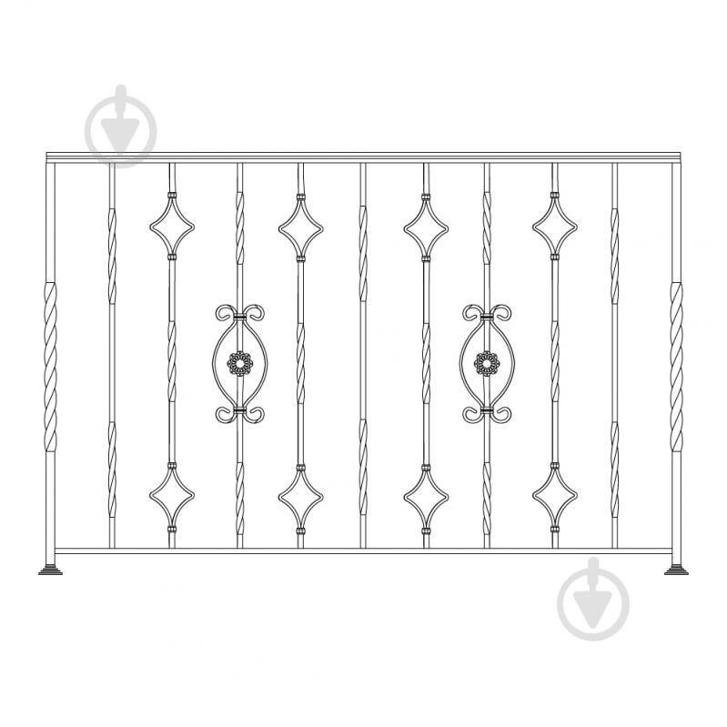 Кованое балконное ограждение Артдеко БО-54 1500х1000 мм (комплект елементов) - фото 1