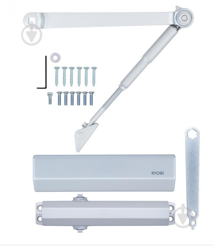 Доводчик дверний RYOBI DS-2550 BC STD_HO_ARM EN_1-4 з фіксацією та з вітровим гальмом срібний 80 кг - фото 9