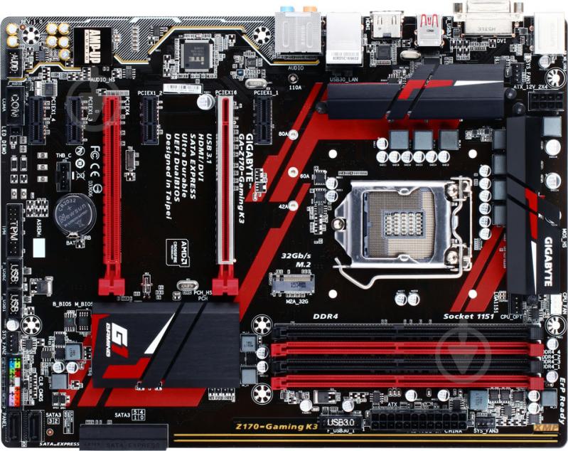 Материнська плата Gigabyte GA-Z170-Gaming_K3 (Socket 1151, Intel Z170, ATX) - фото 1