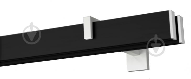 Комплект карниза Quadrum Square line двойной 17/300 см белый/черный профиль/белое окончание с белыми крючками - фото 1