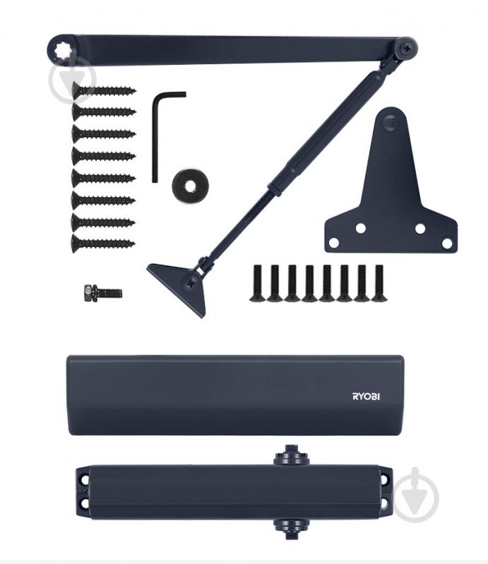 Доводчик дверний RYOBI D-2550 BC UNIV_ARM EN_1-4 з вітровим гальмом сірий антрацит 80 кг - фото 10