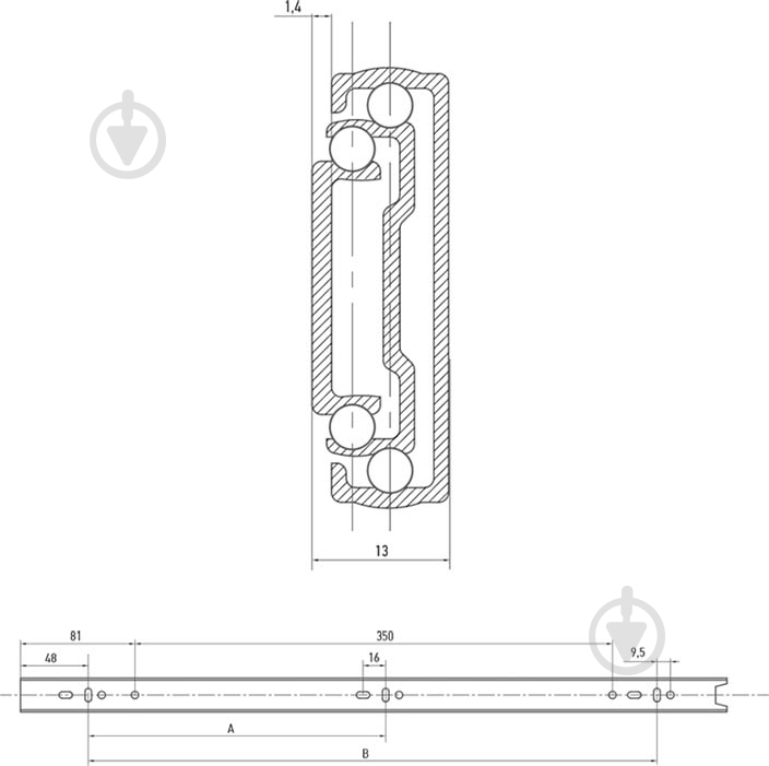 Напрямна Muller 45 мм L-400 мм 96071 - фото 3