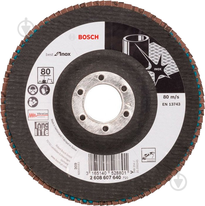 Круг шлифовальный Bosch X581 Best for Inox угловой 125 мм P80 2608607640 - фото 1