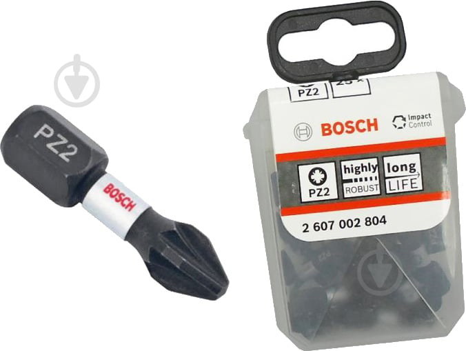 Набор бит Bosch Impact Control PZ2x25 мм TicTac 25 шт. 2607002804 - фото 1