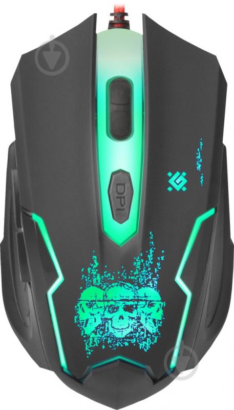 Мышка Defender Skull GM-180 (+коврик) black - фото 6