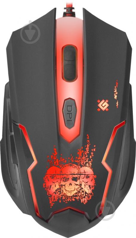 Мышка Defender Skull GM-180 (+коврик) black - фото 5