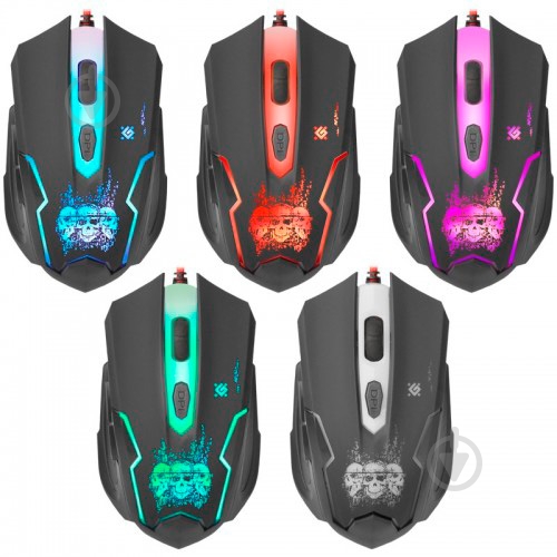 Мышка Defender Skull GM-180 (+коврик) black - фото 4