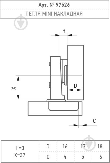 Петля накладная mini накладная Muller 97526 Muller - фото 2
