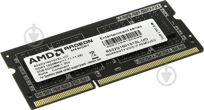 Оперативная память AMD SODIMM DDR3 2 GB (1x2GB) 1600 MHz (R532G1601S1SL-UO) - фото 1