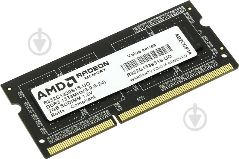 Оперативна пам'ять AMD SODIMM DDR3 2 GB (1x2GB) 1333 MHz (R332G1339S1S-UOBULK) - фото 1