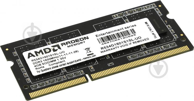 Оперативная память AMD SODIMM DDR3 4 GB (1x4GB) 1600 MHz (R534G1601S1SL-UOBULK) - фото 1