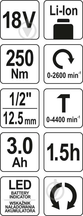 Гайковерт ударний акумуляторний YATO YT-82802 - фото 6
