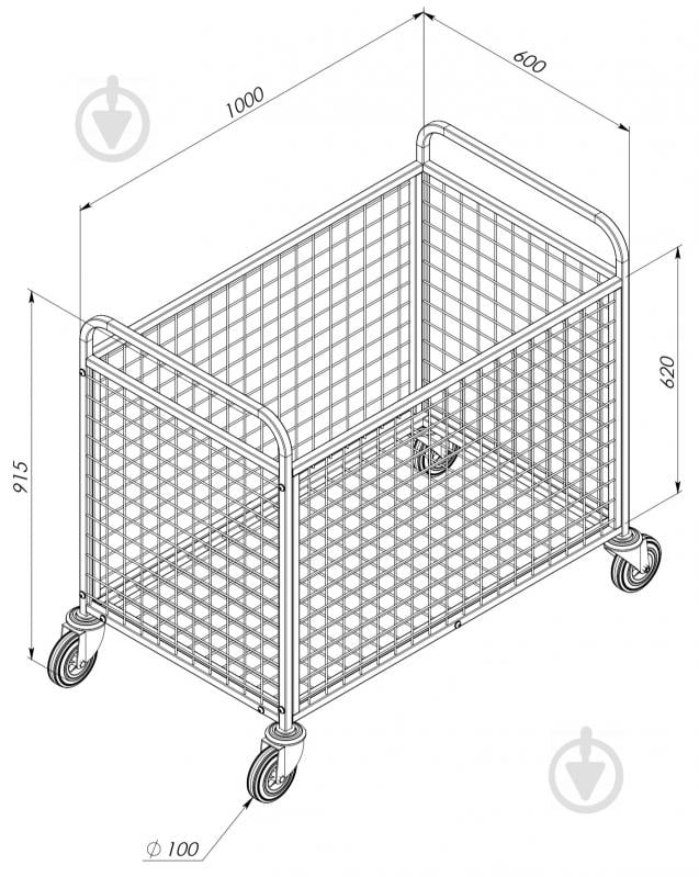 Візок для пральні 1000x600x915 мм сталь - фото 2