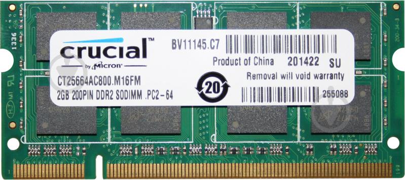 Оперативна пам'ять MICRON SODIMM DDR2 2 GB (1x2GB) 800 MHz (CT25664AC800) - фото 1