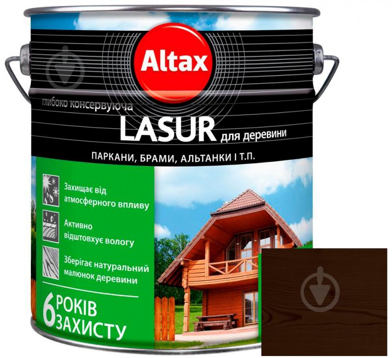 Лазурь глубоко консервирующая Altax Lasur для древесины палисандр полумат 9 л - фото 1