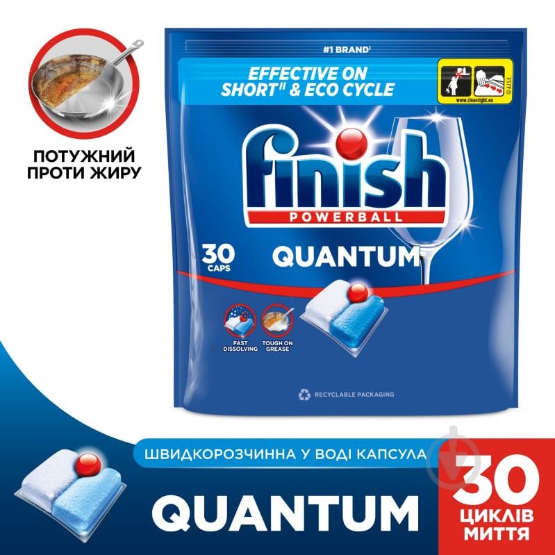 Капсули для посудомийних машин Finish Quantum All in 1 30 шт. - фото 3