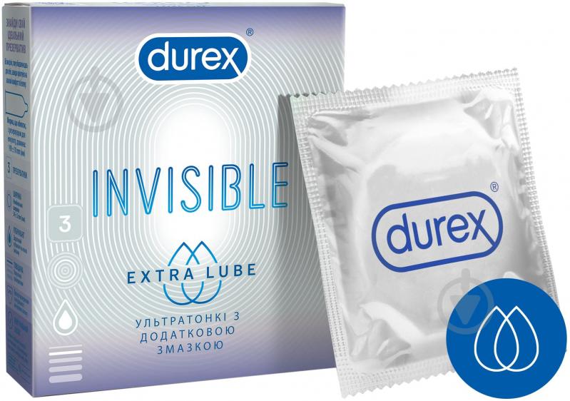 Презервативы Durex Invisible Extra Lube 3 шт. - фото 1