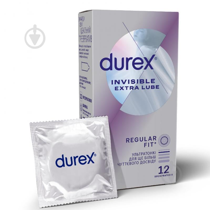 Презервативи Durex Invisible Extra Lube 12 шт. - фото 1