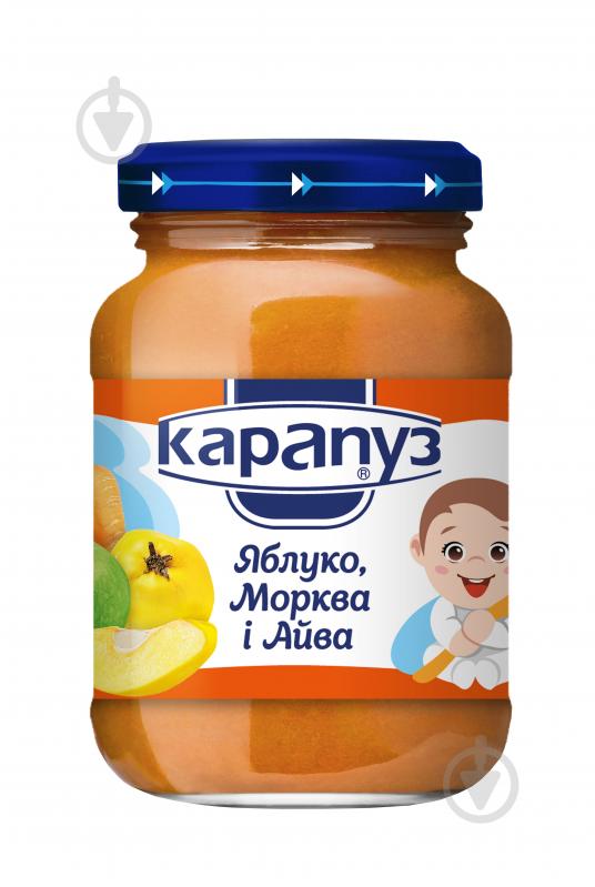 Пюре Карапуз Яблоко, морковь и айва 200 г 4820012000142 - фото 1 Пюре Карапуз Яблоко, морковь и айва 200 г 4820012000142 - фото 1
