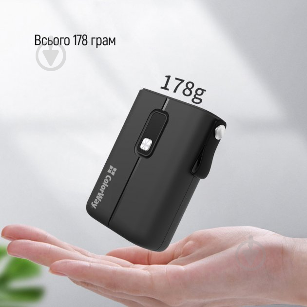 Повербанк ColorWay Full power Ligthning + USB QC3.0 + USB-C PD 22.5W 10000 mAh black (CW-PB100LPK2BK-PDD) - фото 8