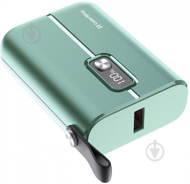 Повербанк ColorWay Full power Ligthning + USB QC3.0 + USB-C PD 22.5W 10000 mAh green (CW-PB100LPK2GR-PDD) - фото 1