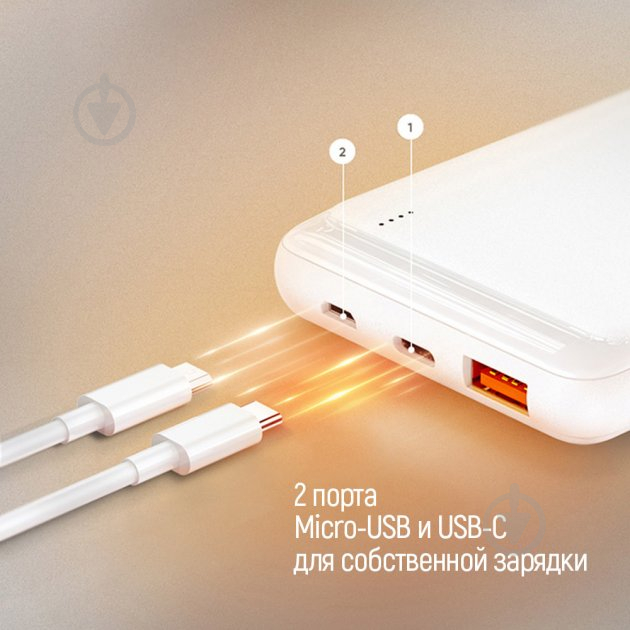 Повербанк ColorWay Slim USB QC3.0 + USB-C PD 18W 10000 mAh white (CW-PB100LPG3WT-PD) - фото 16