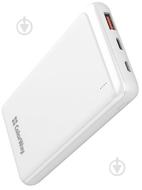 Повербанк ColorWay Slim USB QC3.0 + USB-C PD 18W 10000 mAh white (CW-PB100LPG3WT-PD) - фото 3