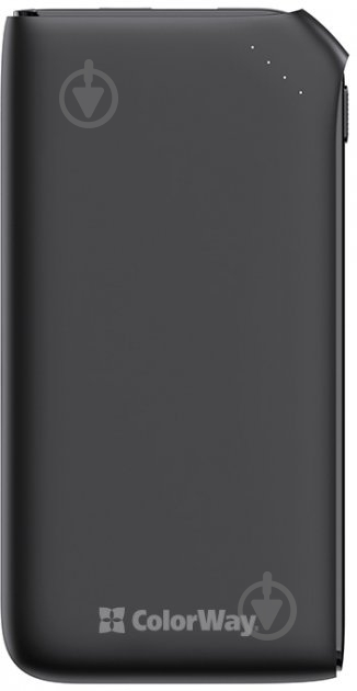 Повербанк ColorWay Soft touch Ligthning + USB QC3.0 + USB-C PD 18W 10000 mAh black (CW-PB100LPE3BK-PD) - фото 1