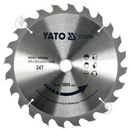 Пильный диск YATO 235x25,5x2,5 Z24 YT-60688 - фото 1