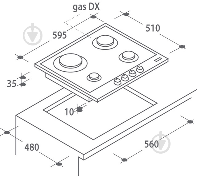 Варочная поверхность газовая Candy CPG 64SQGX - фото 2 Варочная поверхность газовая Candy CPG 64SQGX - фото 2