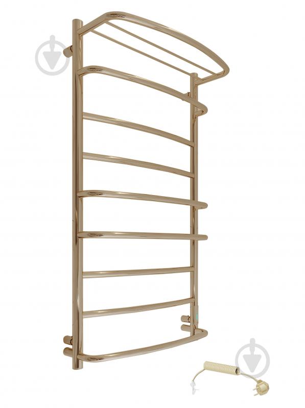 Полотенцесушитель электрический Elna Каскад с полкой 9 (1010*530*290) полированное золото с диммером t - фото 5