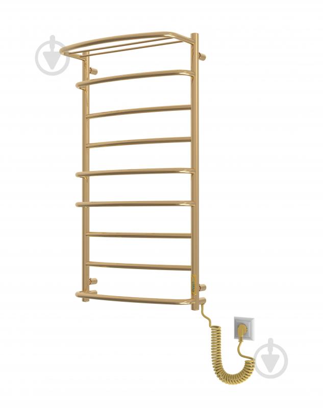 Полотенцесушитель электрический Elna Каскад с полкой 9 (1010*530*290) полированное золото с диммером t - фото 4