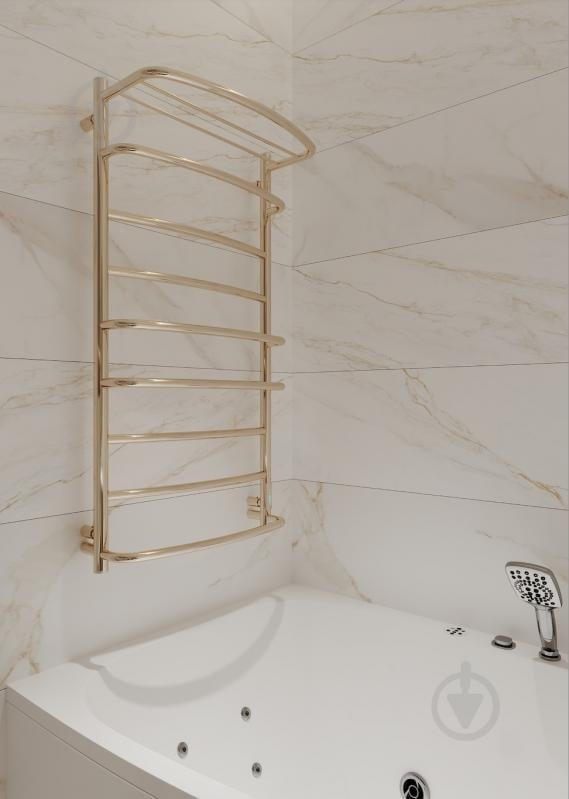 Полотенцесушитель электрический Elna Каскад с полкой 9 (1010*530*290) полированное золото с диммером t - фото 1