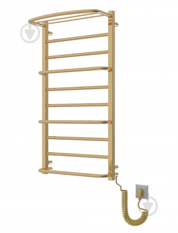 Полотенцесушитель электрический Elna Каскад Люкс з полицею 10 (1010*530*290) поліроване золото з діммером t - фото 2