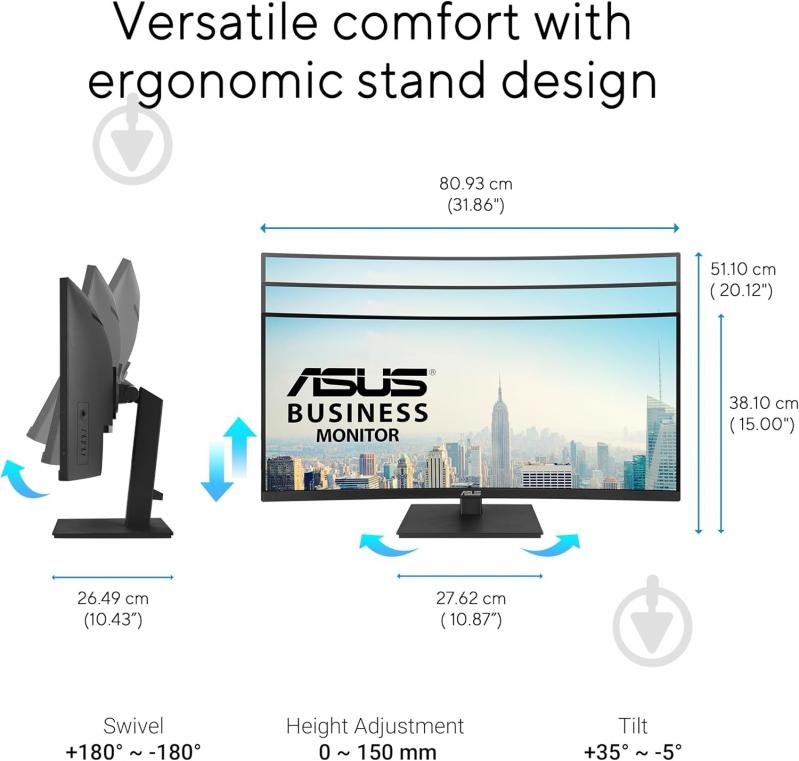 Монитор Asus VA34VCPSR 34" (90LM08JJ-B02170) - фото 5