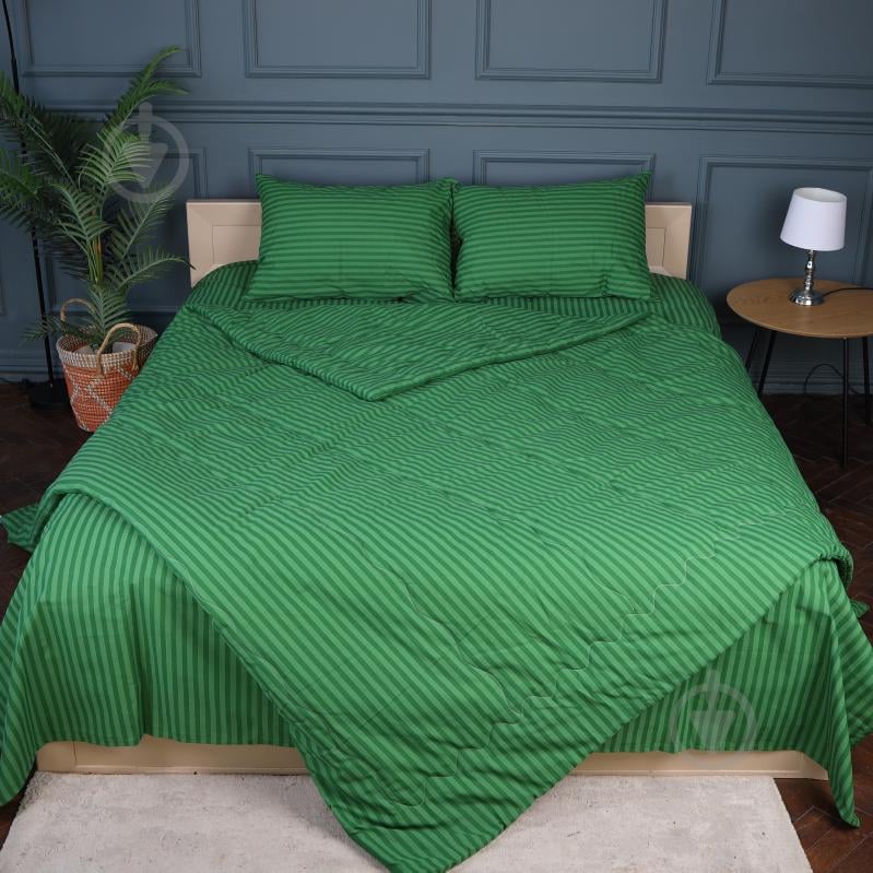 Набор №2924 Сolor Fun Line 17-0612 Stripe Emerald лето (одеяло + 2 подушки + 2 наволочки + простынь) 172x205 см MirSon зеленый - фото 3