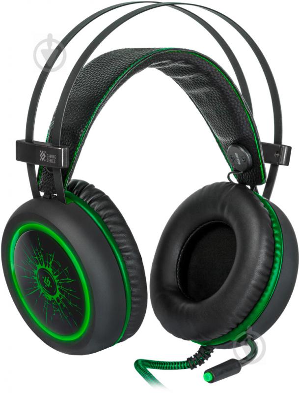 Гарнітура ігрова Defender DeadFire G-530D black/green кабель 2,2 м. LED підсвітка - фото 2