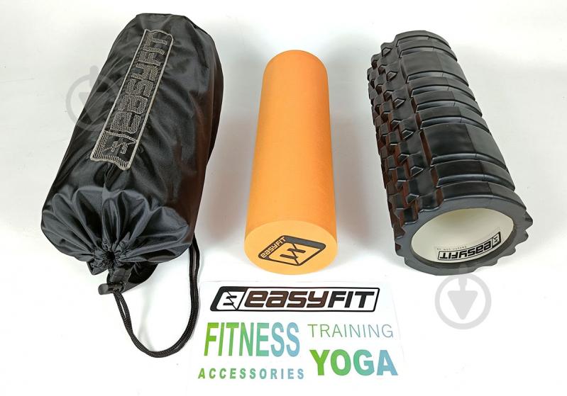 Ролик масажний EasyFit PRO Active подвійний чорний-помаранчевий 33 см - фото 4