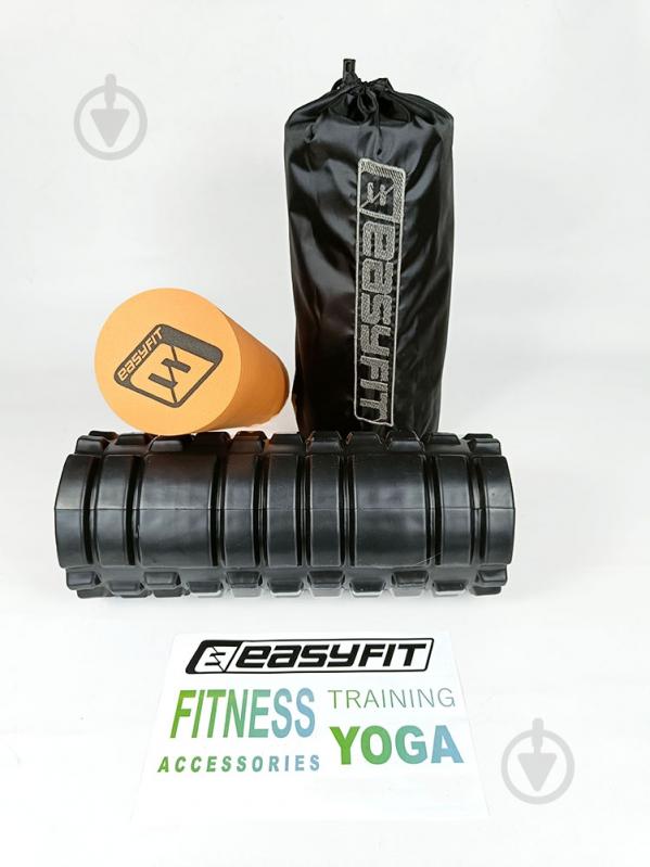 Ролик масажний EasyFit PRO Active подвійний чорний-помаранчевий 33 см - фото 5