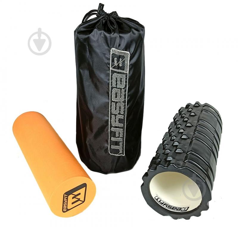 Ролик масажний EasyFit PRO Active подвійний чорний-помаранчевий 33 см - фото 6