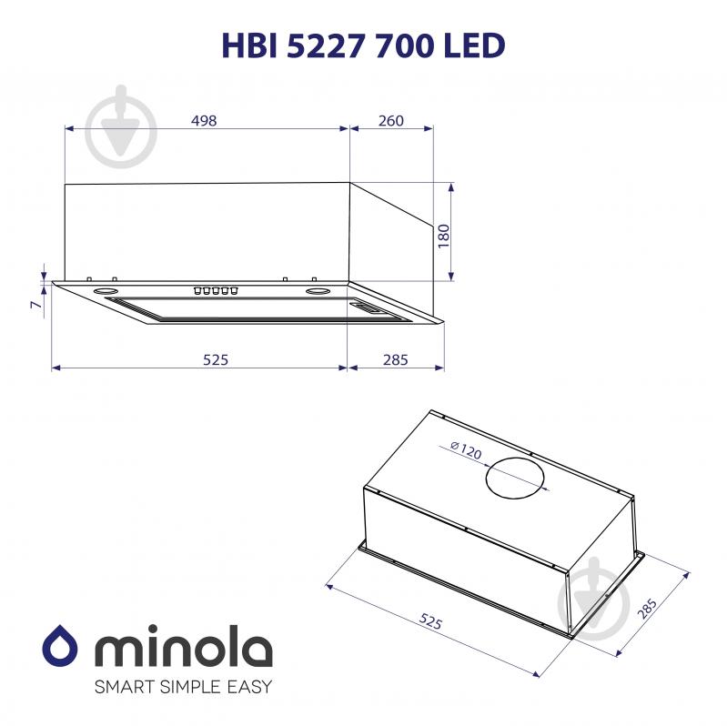 Вытяжка Minola HBI 5227 I 700 LED полновстраиваемая - фото 10