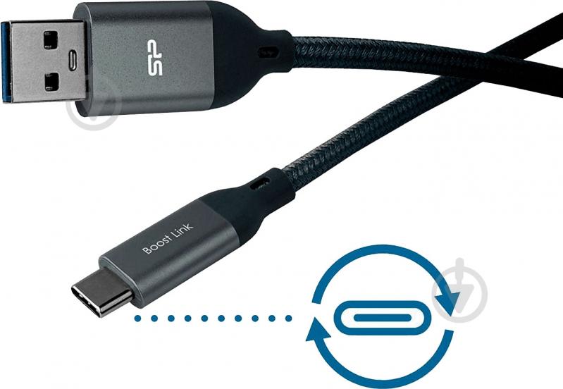 Кабель Silicon Power USB Type-A – USB Type-C 1 м черный (LK30 Black/Nylon) - фото 7