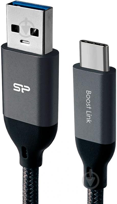 Кабель Silicon Power USB Type-A – USB Type-C 1 м черный (LK30 Black/Nylon) - фото 2