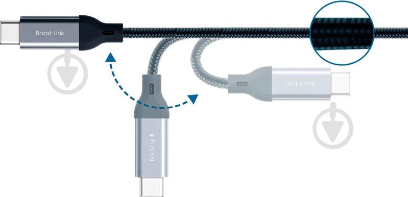 Кабель Silicon Power USB Type-A – USB Type-C 1 м черный (LK30 Black/Nylon) - фото 5