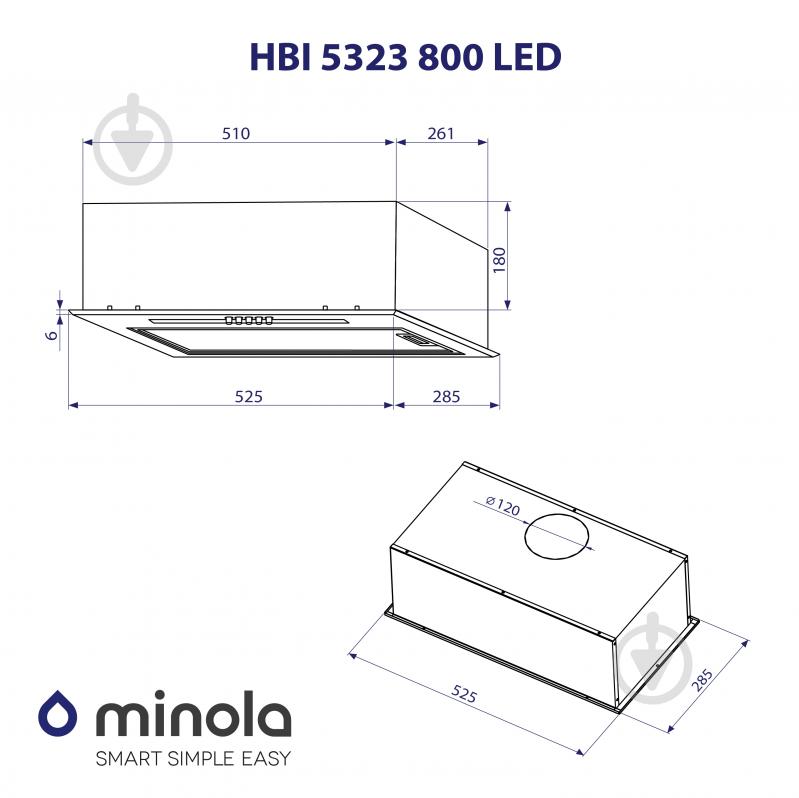 Вытяжка Minola HBI 5323 GR 800 LED полновстраиваемая - фото 10