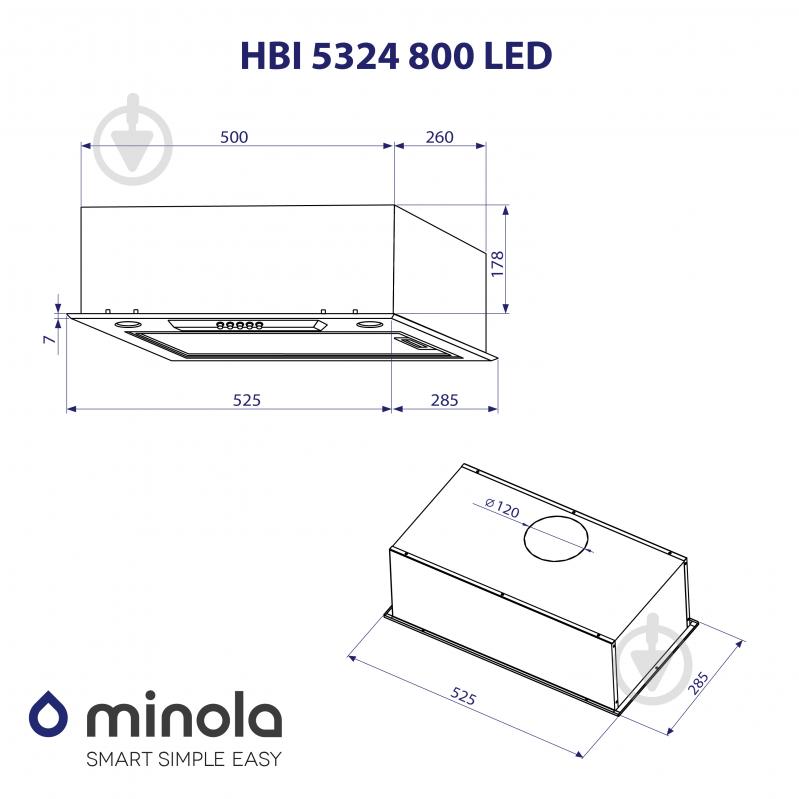 Витяжка Minola HBI 5324 BL 800 LED повновбудовувана - фото 10