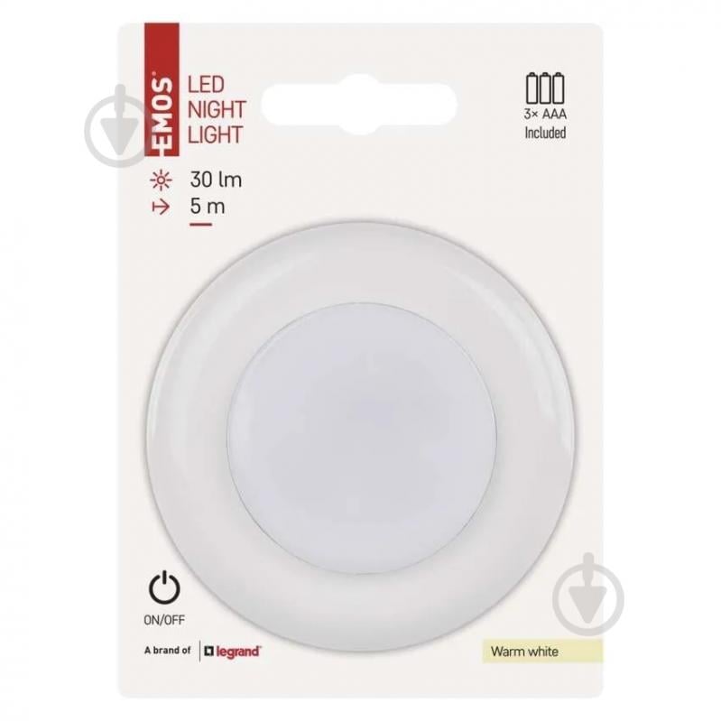 Нічник світлодіодний Emos 30Lm білий P4722 - фото 2 Нічник світлодіодний Emos 30Lm білий P4722 - фото 2