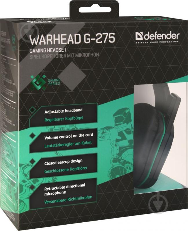 Гарнитура Defender Warhead G-275 black/green 64122 - фото 6