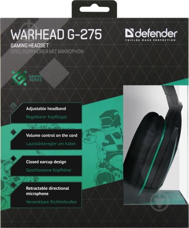 Гарнитура Defender Warhead G-275 black/green 64122 - фото 7