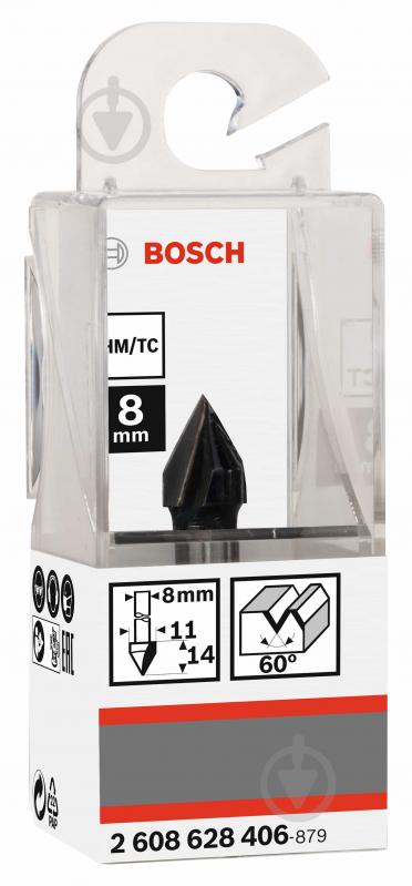 Фреза V-образная Bosch Std S8 / D11 / L14 / 60 ° 2608628406 - фото 2 Фреза V-образная Bosch Std S8 / D11 / L14 / 60 ° 2608628406 - фото 2